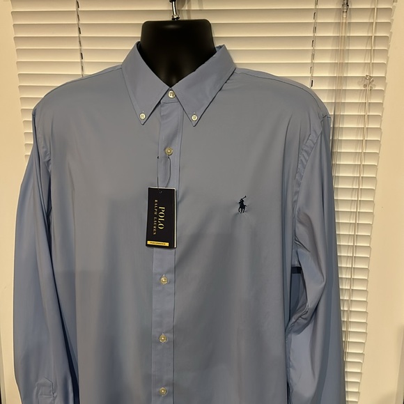 Ralph Lauren Blue Performance Stretch Wicking Button Down Shirt - Picture 4 of 8